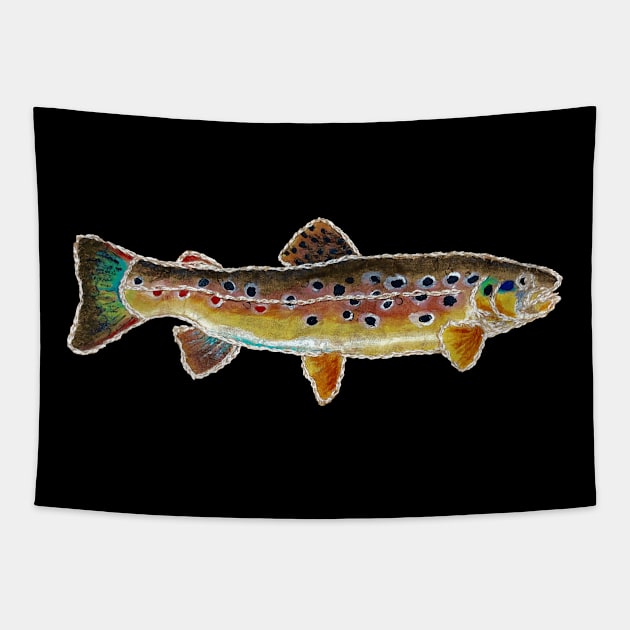 Fishes in Stitches 003 Trout Tapestry by Therese Kerbey