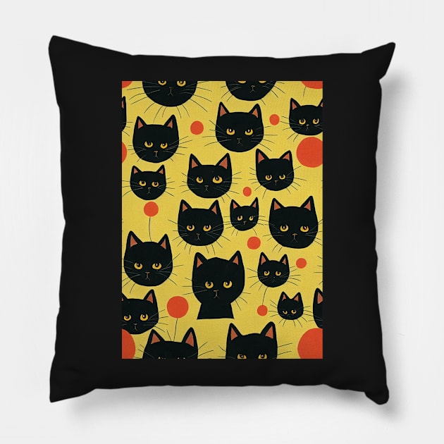 Black Cats for Cat lovers. Perfect gift for National Black Cat Day #15 Pillow by Endless-Designs