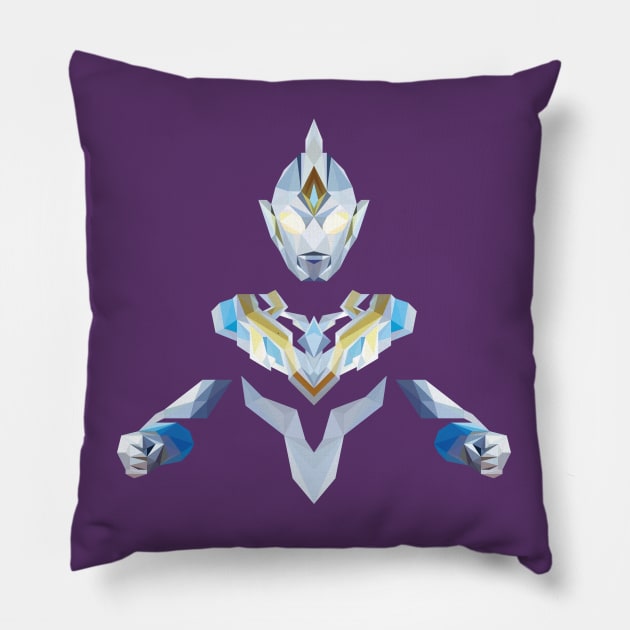 Ultraman Trigger Sky Type (Low Poly Art) Pillow by The Toku Verse