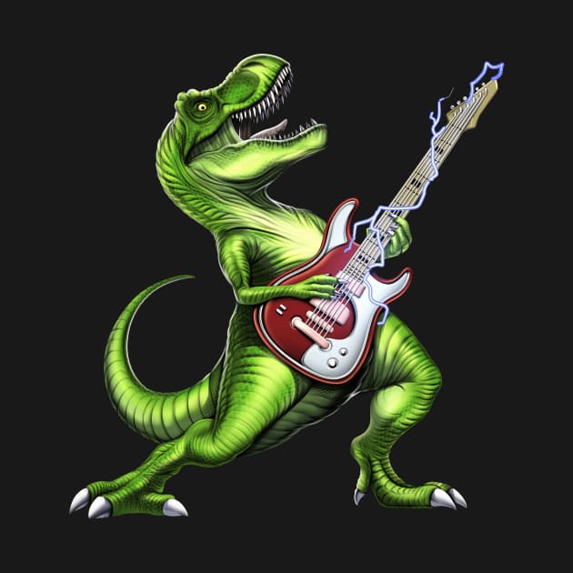 T-Rex Dinosaur Playing Guitar by underheaven