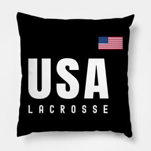 Lacrosse Player USA American Flag Pillow