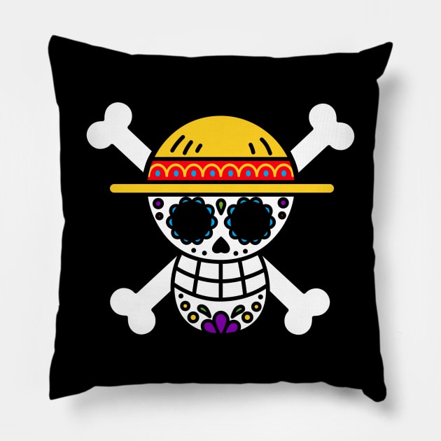 Day Of The Dead Halloween Pirate Anime Manga Skull Pillow by BoggsNicolas