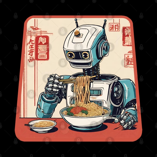 Robot eat ramen by Ilustradamus