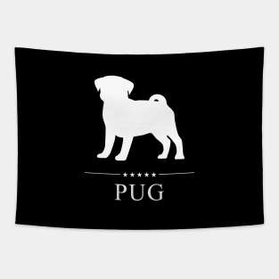 Pug Dog White Silhouette Tapestry