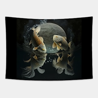 Fish dancing on the moon. V2 Tapestry