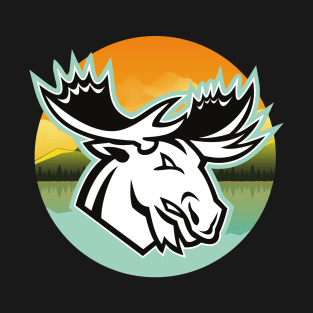 Moose Cartoon Head Nature Forest Elk Deer Canada T-Shirt