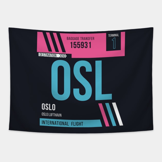 Oslo (OSL) Airport Code Baggage Tag Tapestry by SLAG_Creative