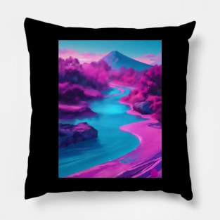 Vaporwave river Pillow