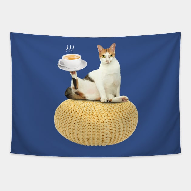 Cappuccino Cat Tapestry by leBoosh-Designs