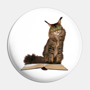 Angry Cat in Glasses Sits on Your Book Pin