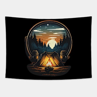 Camping campfire at night Tapestry