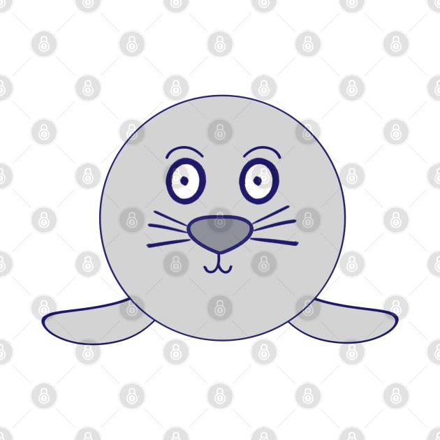 Kawaii Silly Face Grey Baby Seal by vystudio