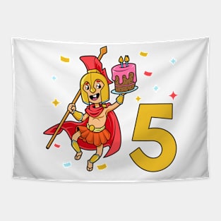 I am 5 with Spartan - kids birthday 5 years old Tapestry