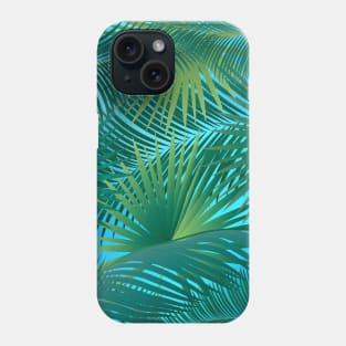 Tropical Palm Tree Green Leaves Branches on blue sky Aloha Phone Case