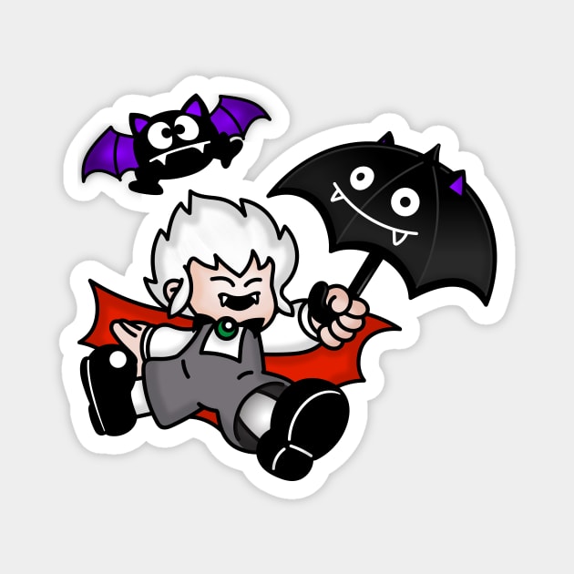 Kid Dracula's Umbrella Flight Magnet by JPenfieldDesigns