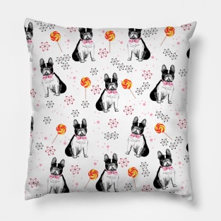 french bulldog and lollipop Pillow