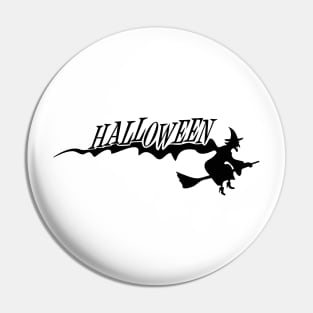 Silhouette of Witch Flying on Broomstick for Halloween Pin