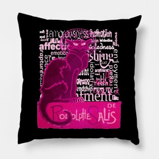 Le Chat D'Amour In Pink With Words of Love Pillow