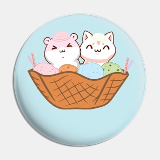 Kawaii Cat Ice Cream Pin