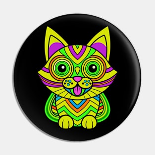 Trippy Cat Psychedelic Vibrant Pin