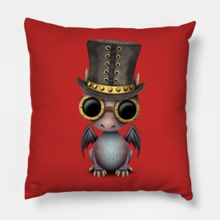 Steampunk Baby Blue Dragon Pillow