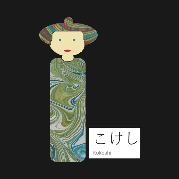 Marbled Kokeshi Doll by MarbleCloud