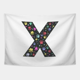 X letter with colorful paw print Tapestry