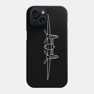 Mosquito WW2 combat aircraft outline graphic (white) Phone Case