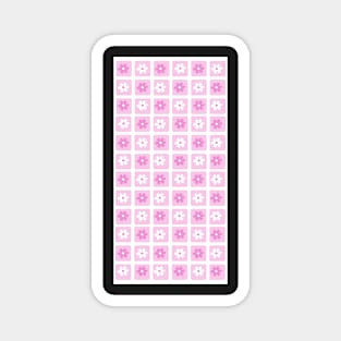 Aesthetic Minimalist Grid Flower Design Phone Case in Pink Magnet