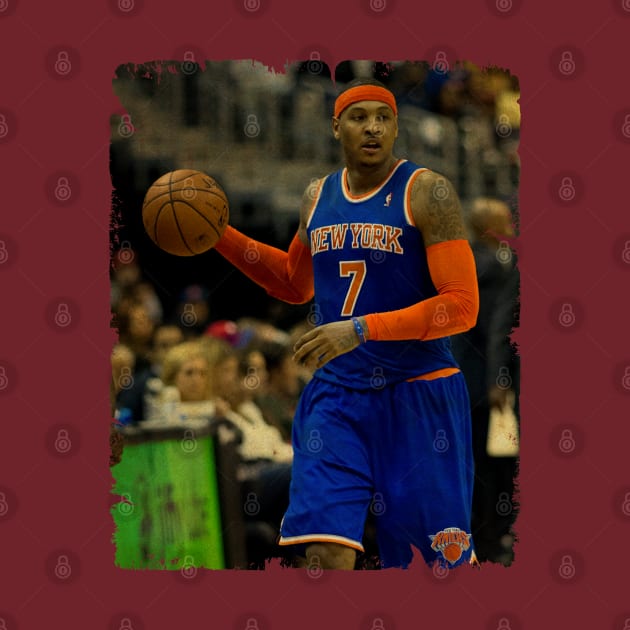 Carmelo Anthony - Vintage Design Of Basketball by JULIAN AKBAR PROJECT