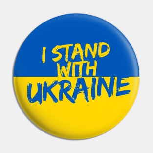 I STAND WITH UKRAINE illustration with text and flag Pin