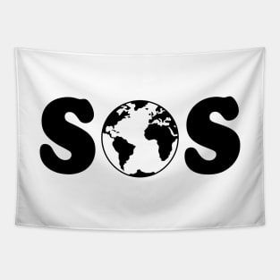 SOS – Earth Overshoot Day / Climate Change (Black) Tapestry