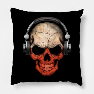 Dark Skull Deejay with Polish Flag Pillow