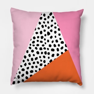 Pink and Orange Colour Block Geometric Pillow