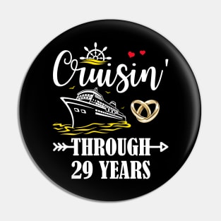 Cruising Through 29 Years Family 29th Anniversary Cruise Couple Pin