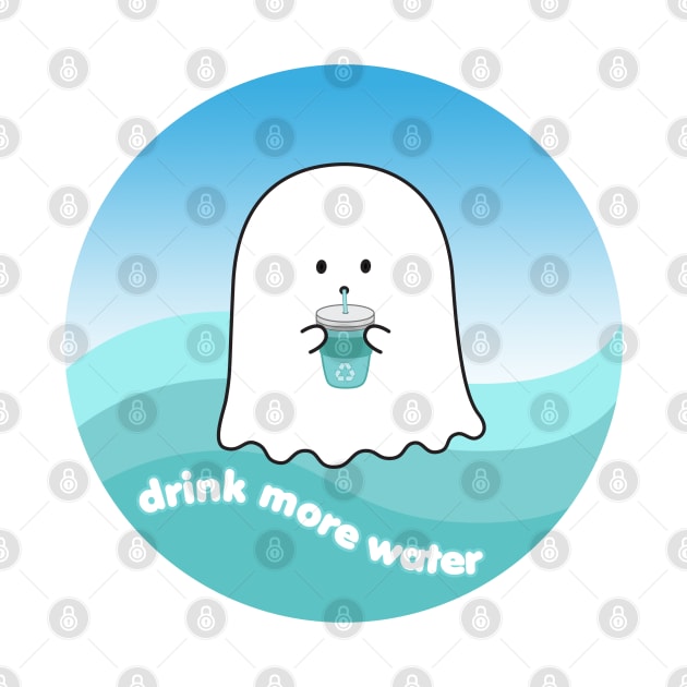 Gordie the Ghost (drink more water) | by queenie's cards by queenie's cards