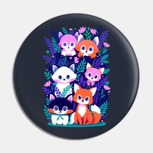 Cute Funny Foxes Pin