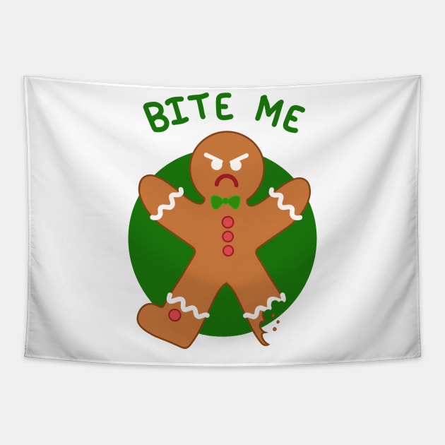 Bite Me (Gingerbread Man) Tapestry by Redheadkls