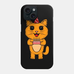 Purr-fect Party: Cat Celebrating a Birthday - Festive Tee for Cat Lovers Phone Case