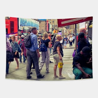 Tourists Midtown Street Manhattan New York City Tapestry