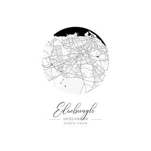 Edinburgh - United Kingdom Black Water City Map T-Shirt