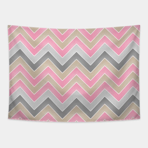 Chevron Print Herringbone Pattern Zig Zag Gold Silver Grey Pink White Elegant Classy Tapestry by Shayna