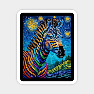 Zebra on starry night Magnet