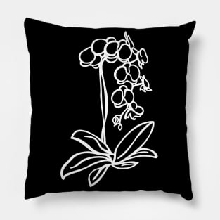 Line Art Orchid in White Pillow