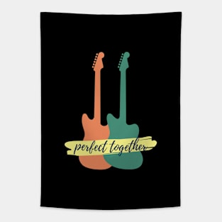 Perfect Together Offset Style Electric Guitars Silhouette Tapestry