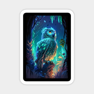 Owl Bird Animal Portrait Painting Wildlife Outdoors Adventure Magnet