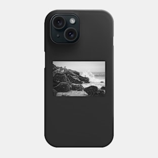 Seagulls and Breaking Waves on Rockaway Beach Phone Case