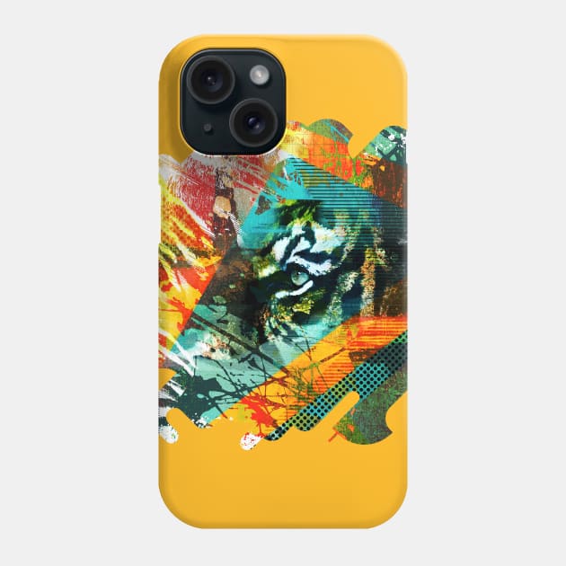 Bengal Tiger in  Abstract Paint Digital art Phone Case by Nartissima