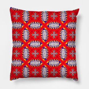 Fish spines red pattern Pillow