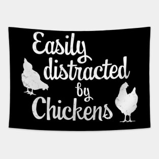 Easily Distracted by Chickens Funny Letter Print with Hens Tapestry